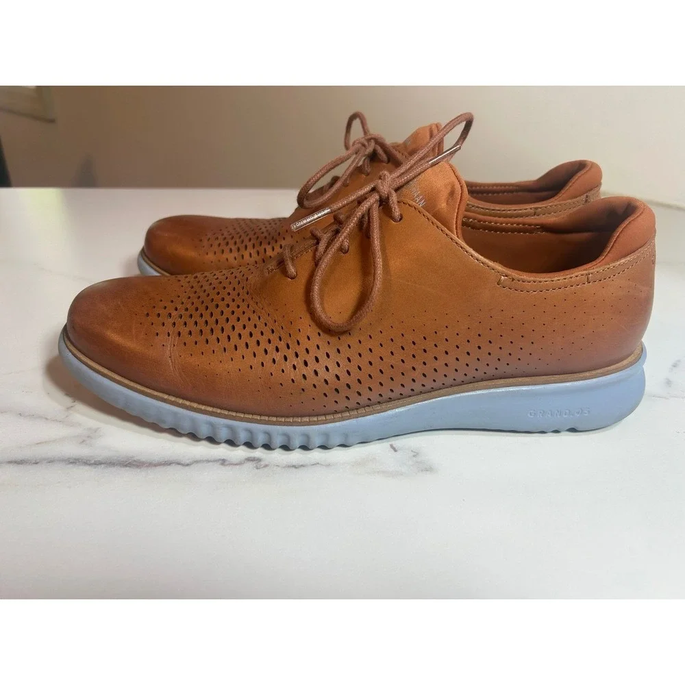 Cole Haan Zerogrand Wingtip Oxford Mens 10.5M British Tan Leather C38783